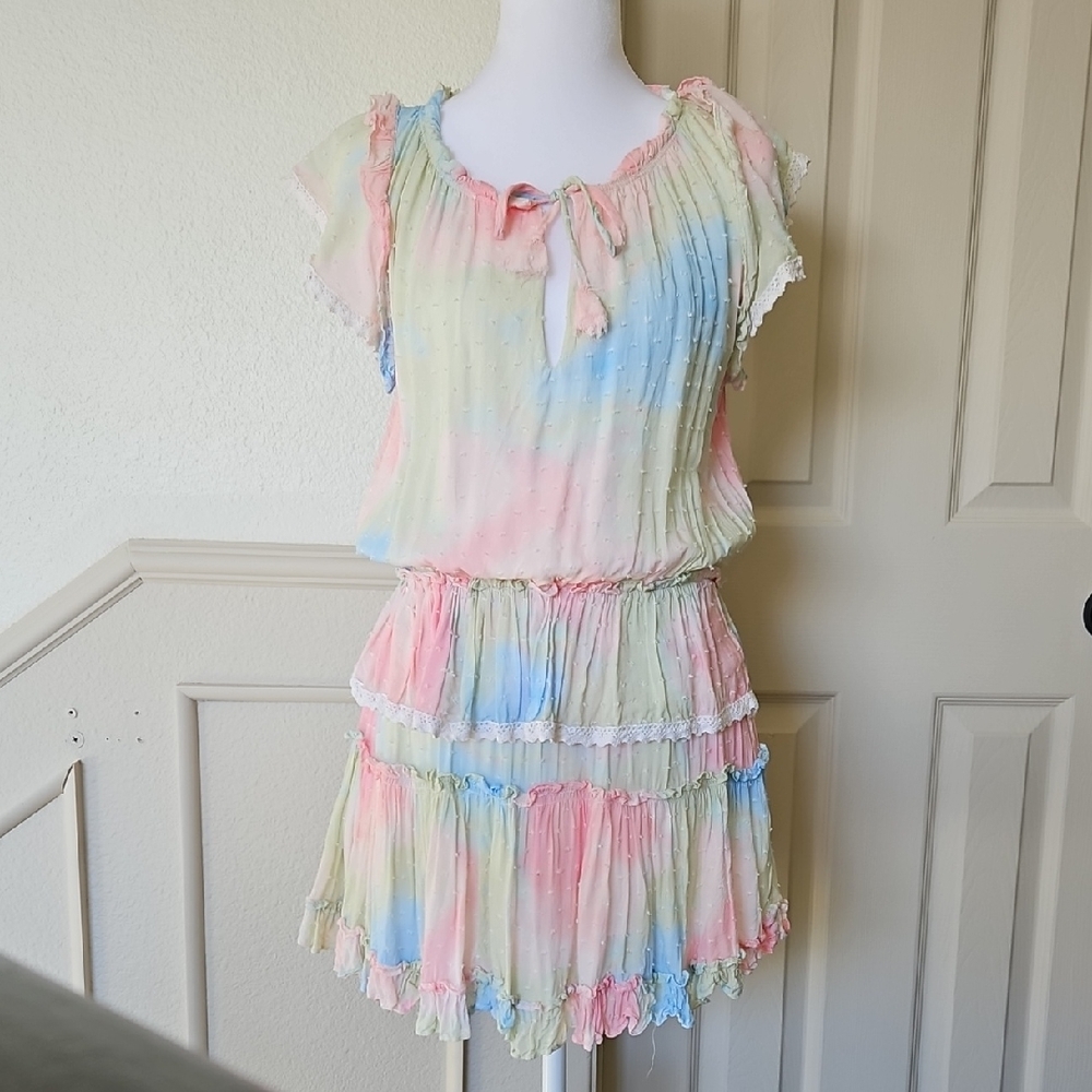 Pastel Tie-Dye Ruffle Dress